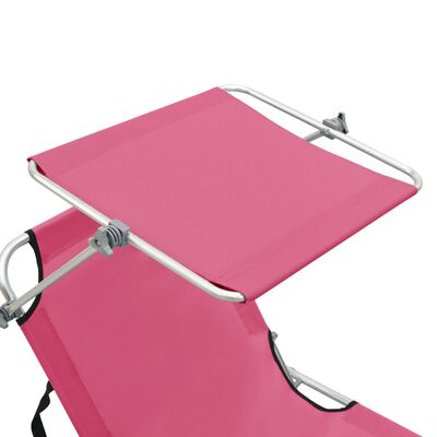 vidaXL Chaise longue pliable avec auvent rose aluminium