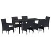 vidaXL Ensemble de salle &agrave; manger pour jardin 7 pc Noir polyrotin