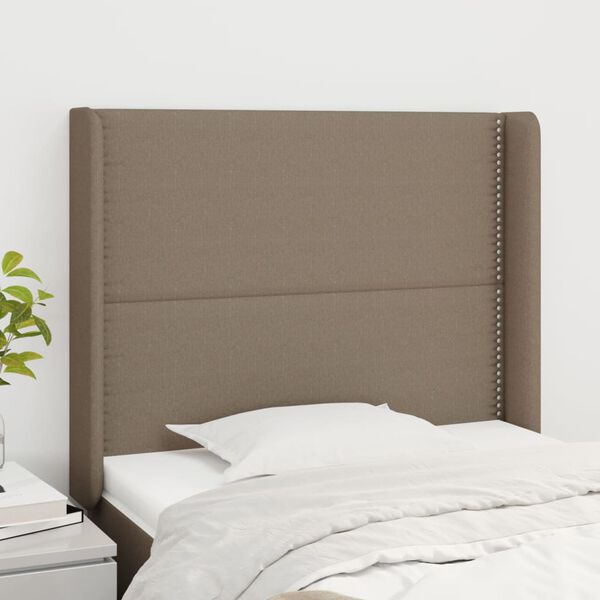 vidaXL T&ecirc;te de lit avec oreilles Taupe 93x16x118/128 cm Tissu