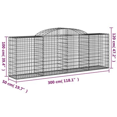 vidaXL Paniers à gabions arqués 2 pcs 300x50x100/120 cm fer galvanisé