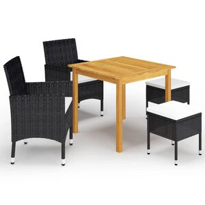 vidaXL Ensemble &agrave; manger de jardin 5 pcs Noir