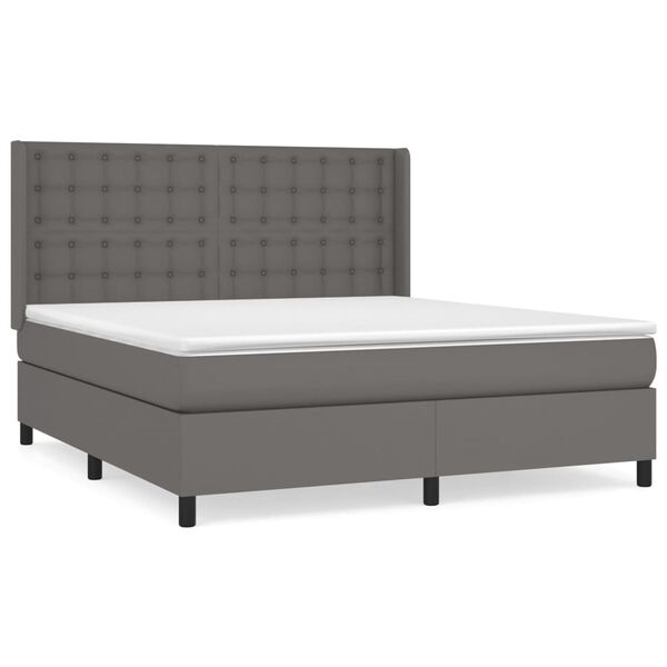 vidaXL Sommier &agrave; lattes de lit avec matelas Gris 180x200 cm Similicuir