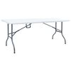 vidaXL Table pliable de jardin avec 2 bancs 180 cm Acier et PEHD Blanc