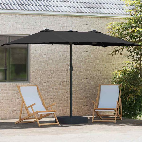 vidaXL Parasol de jardin Noir 385 x 209 x 244 cm tissu