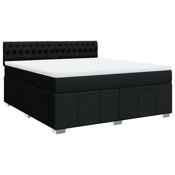 vidaXL Sommier &agrave; lattes de lit avec matelas Noir 180x200 cm Tissu