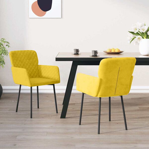 vidaXL Chaises &agrave; manger lot de 2 Jaune Velours