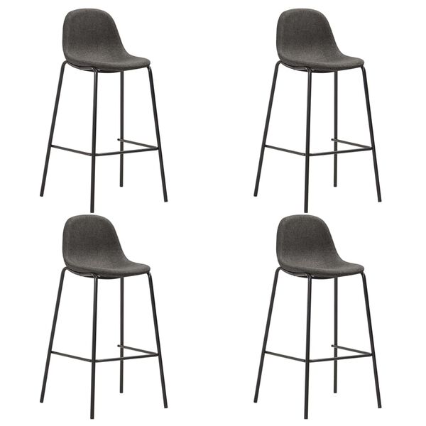 vidaXL Chaises de bar lot de 4 gris foncé tissu