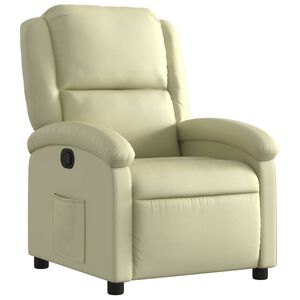 vidaXL Fauteuil inclinable cr&egrave;me cuir v&eacute;ritable