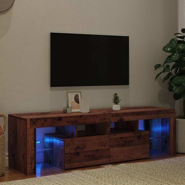 vidaXL Meuble TV avec lumi&egrave;res LED vieux bois bois d'ing&eacute;nierie