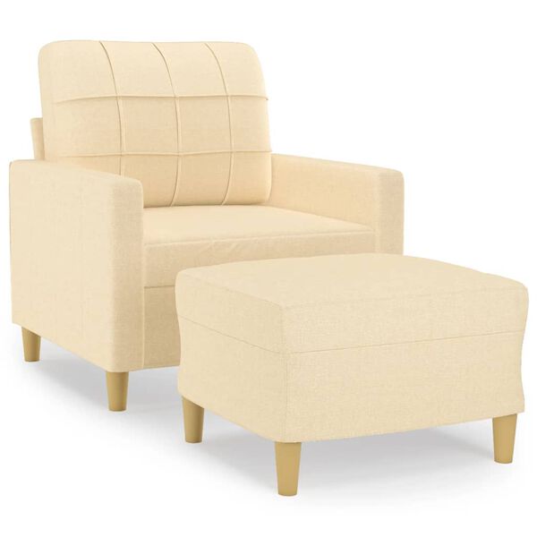 vidaXL Fauteuil avec repose-pied Cr&egrave;me 60 cm Tissu