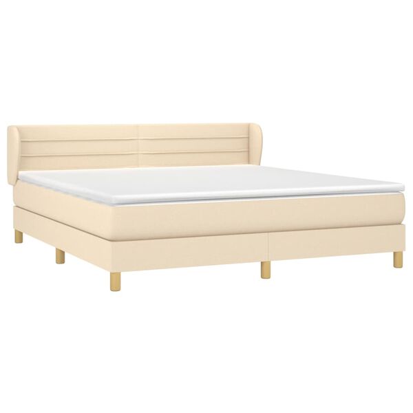 vidaXL Sommier &agrave; lattes de lit avec matelas Cr&egrave;me 160x200 cm Tissu