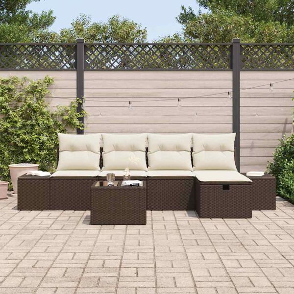 vidaXL Ensemble de canap&eacute; de jardin 6 pcs Marron 55 x 62 x 69 cm