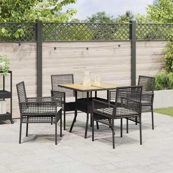 vidaXL Ensemble de salle à manger pour jardin 5 pcs Noir polyrotin