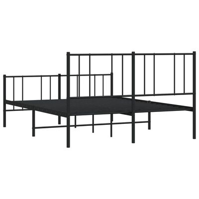 vidaXL Cadre de lit métal sans matelas avec pied de lit noir 150x200cm