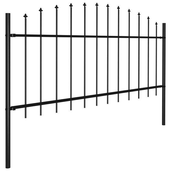 vidaXL Cl&ocirc;ture de jardin &agrave; dessus en lance Acier (0,5-0,75)x3,4 m Noir