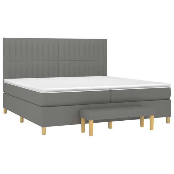 vidaXL Sommier &agrave; lattes de lit avec matelas Gris fonc&eacute; 200x200cm Tissu