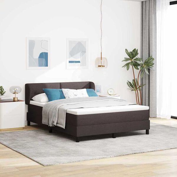 vidaXL Lit &agrave; ressorts avec matelas Marron fonc&eacute; 160 x 200 cm tissu