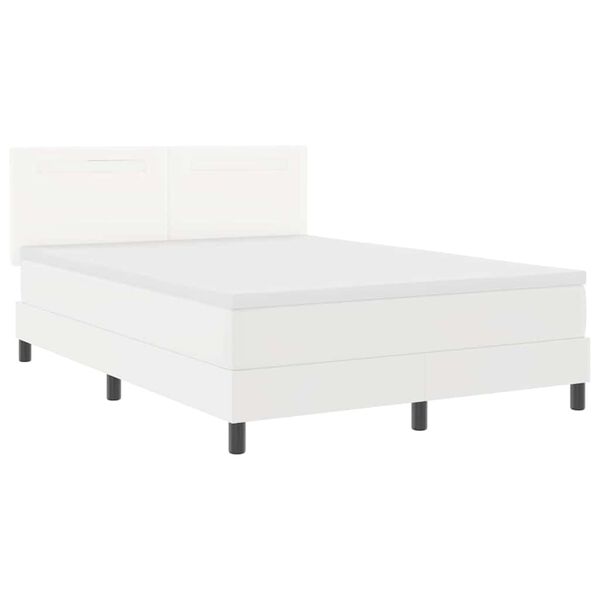 vidaXL Lit &agrave; ressorts avec matelas Blanc 140 x 190 cm Simili cuir