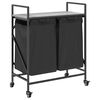 vidaXL Panier &agrave; linge &agrave; 2 compartiments avec roulettes Gris Sonoma