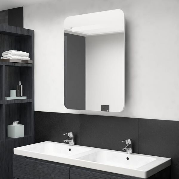 vidaXL Armoire de salle de bain &agrave; miroir LED Blanc brillant 60x11x80cm