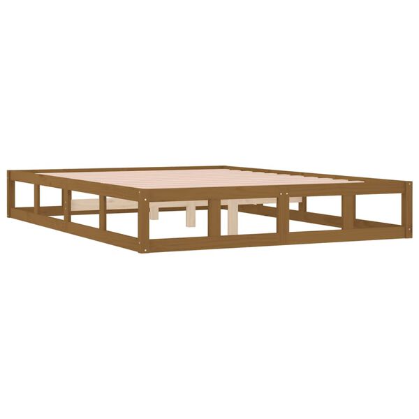 vidaXL Cadre de lit sans matelas marron miel 120x190 cm bois massif