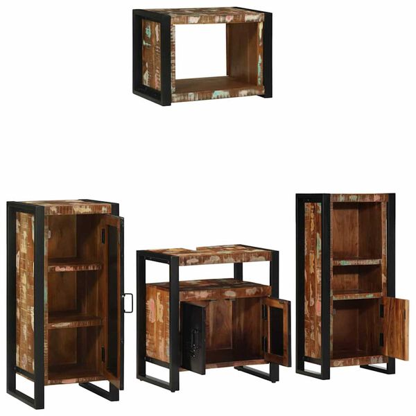 vidaXL Ensemble de mobilier de salle de bain 4 pcs Bois Recyclé Solide