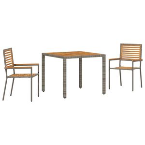 vidaXL Ensemble de salle &agrave; manger pour jardin 3 pc Gris et marron