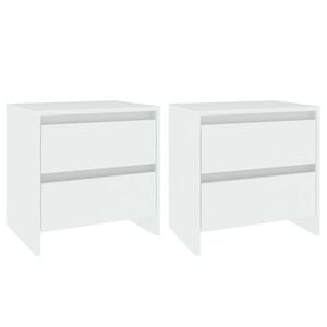vidaXL Tables de chevet 2 pcs blanc 45x34,5x44,5 cm bois d&rsquo;ing&eacute;nierie