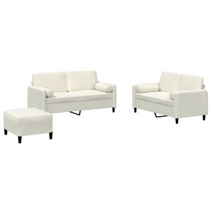 vidaXL Ensemble de canap&eacute;s 3 pcs avec coussins cr&egrave;me velours