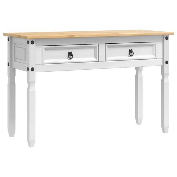 vidaXL Table d'appoint avec tiroir Blanc 115 x 46 x 73 cm Pin massif