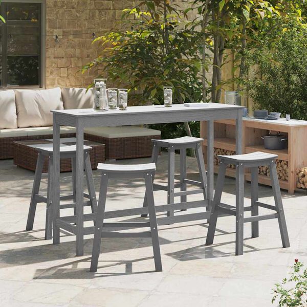 vidaXL Ensemble de bar de jardin 4 pcs Gris clair HDPE