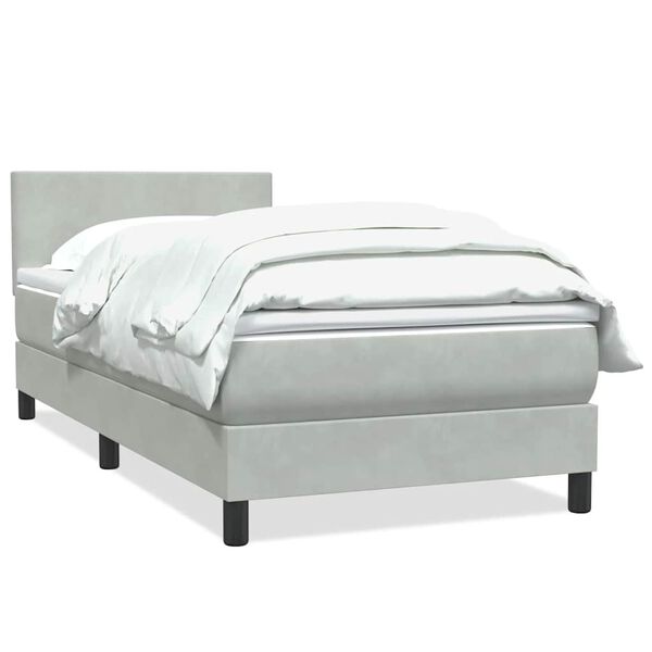 vidaXL Sommier &agrave; lattes de lit et matelas gris clair 80x220 cm velours