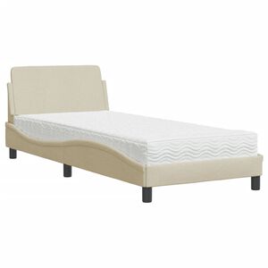 vidaXL Lit avec matelas Dover cr&egrave;me 90x190 cm tissu