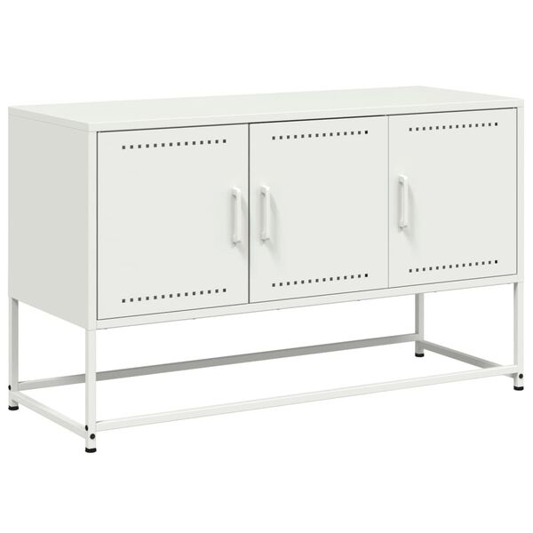 vidaXL Meuble TV blanc 100,5x39x60,5 cm acier