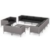 vidaXL Salon de jardin 12 pcs avec coussins R&eacute;sine tress&eacute;e Gris fonc&eacute;