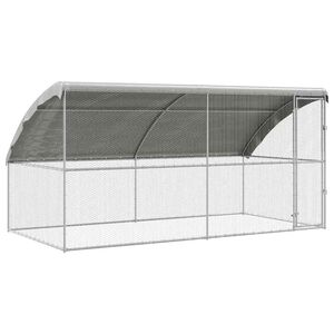 vidaXL Cage &agrave; poules 2 pi&egrave;ces Argent&eacute; 400 x 200 x 200 cm