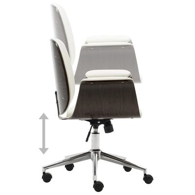 vidaXL Chaise de bureau Blanc Bois courbé et similicuir
