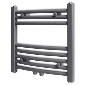 vidaXL S&egrave;che-serviettes eau chaude &agrave; rails incurv&eacute;s gris 480 x 480 mm
