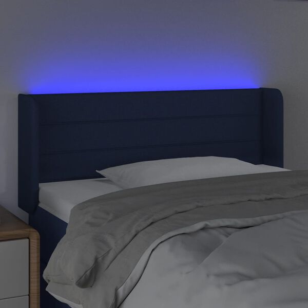 vidaXL T&ecirc;te de lit &agrave; LED Bleu 93x16x78/88 cm Tissu
