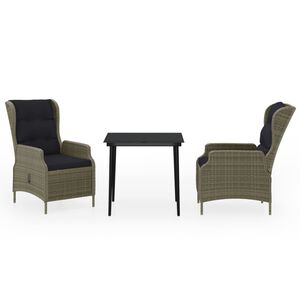 vidaXL Ensemble &agrave; manger de jardin 3 pcs Marron