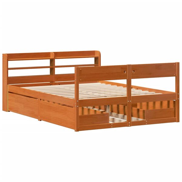 vidaXL Cadre de lit sans matelas cire marron 160x200cm bois pin massif