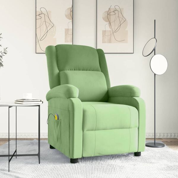 vidaXL Fauteuil de massage Vert clair velours
