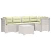 vidaXL Canap&eacute; de Jardin 5 Places avec Coussins Aspect Rotin PP Blanc