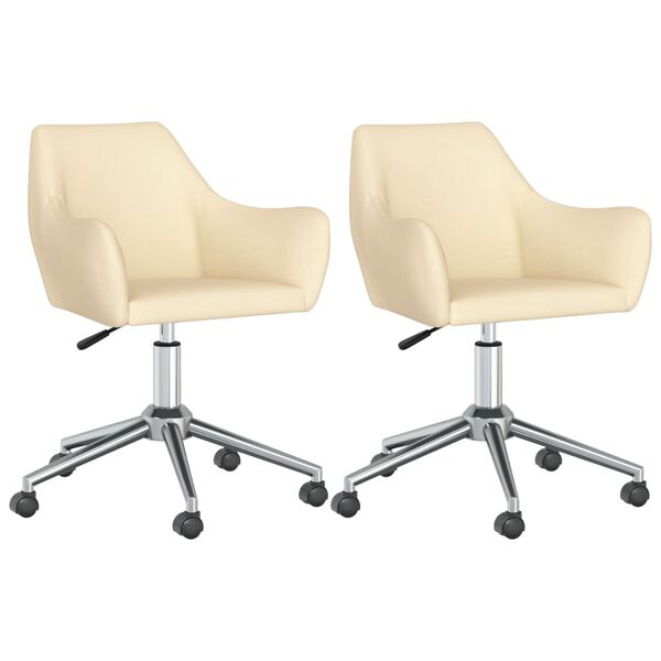 vidaXL Chaises pivotantes &agrave; manger lot de 2 Cr&egrave;me Tissu