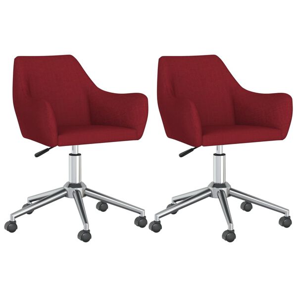 vidaXL Chaises pivotantes &agrave; manger lot de 2 Rouge bordeaux Tissu