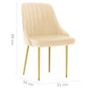 vidaXL Chaises &agrave; manger lot de 6 cr&egrave;me velours