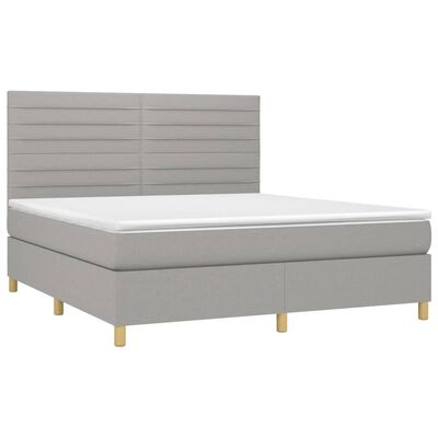 vidaXL Sommier à lattes de lit avec matelas Gris clair 180x200cm Tissu