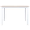 vidaXL Table &agrave; manger Blanc et marron 114x71x75 cm Bois d'h&eacute;v&eacute;a massif