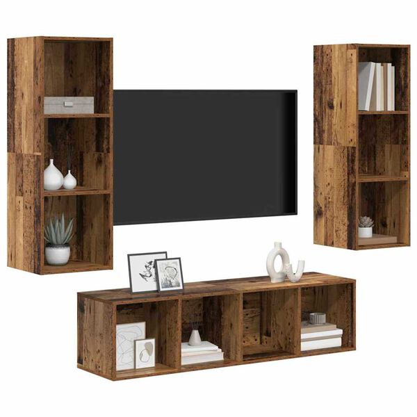vidaXL Ensemble meuble TV 3 pcs Bois Ancien Bois d'ing&eacute;nierie