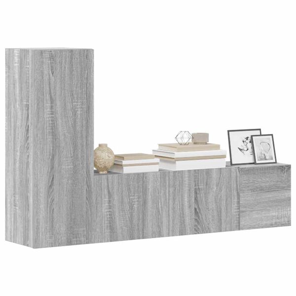 vidaXL Ensemble de meubles TV 3 pcs Sonoma gris Bois d'ing&eacute;nierie